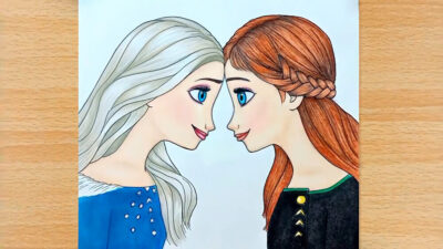 آموزش نقاشی السا آسان و مرحله به مرحله | آموزش نقاشی کشیدن فروزن